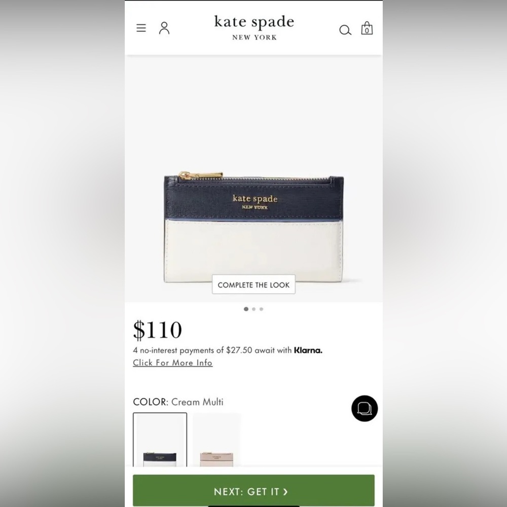 Kate Spade Morgan Colorblocked Small Slim Bifold Wallet. Authentic!!!